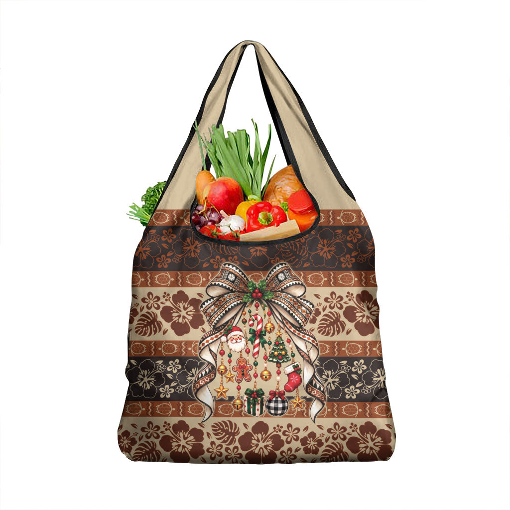 Fiji Masi Christmas Bow Grocery Bag Marau na Kerisimasi LT9 1-pack One Size Red - Polynesian Pride