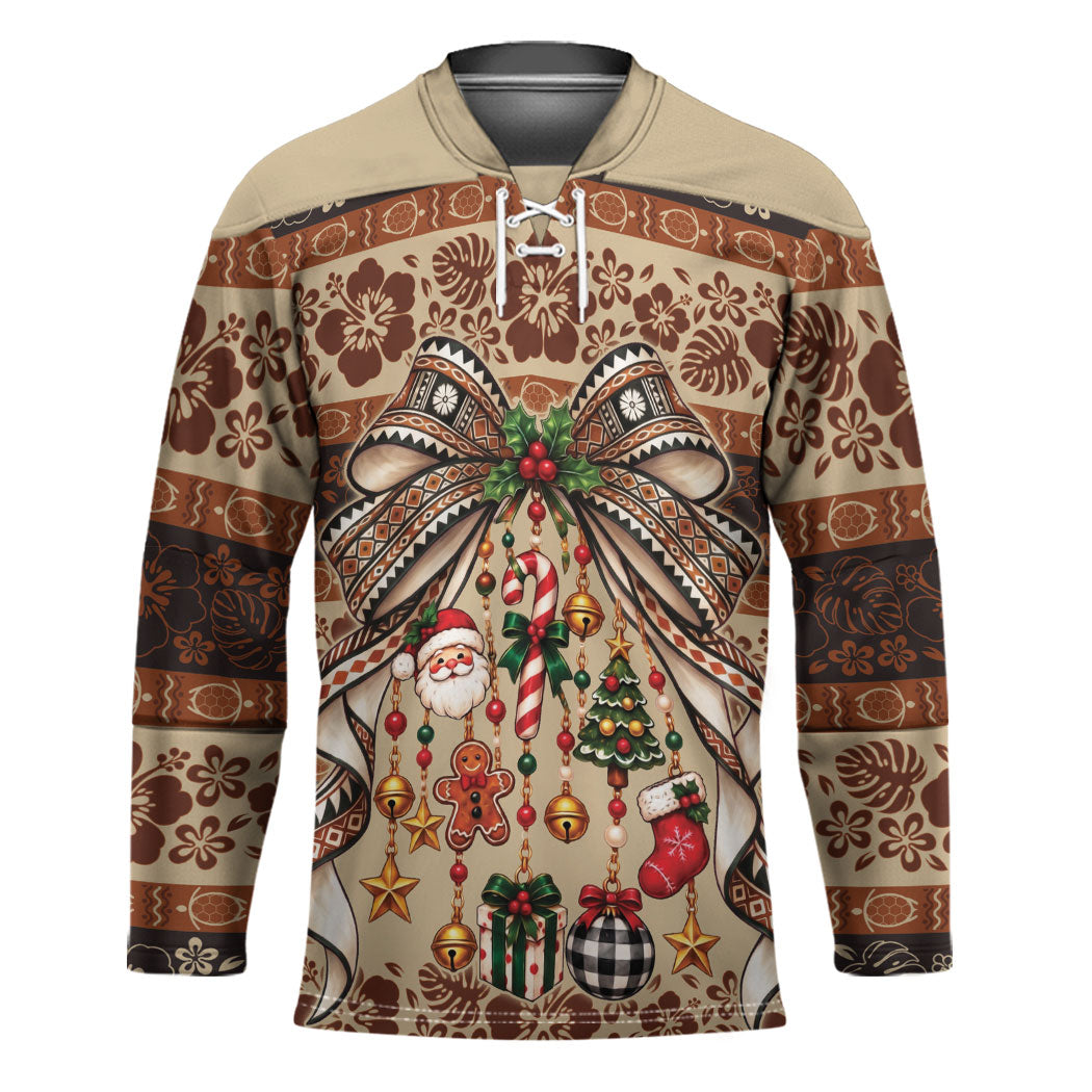 Fiji Masi Christmas Bow Hockey Jersey Marau na Kerisimasi