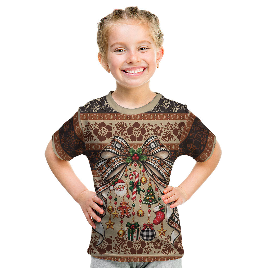 Fiji Masi Christmas Bow Kid T Shirt Marau na Kerisimasi
