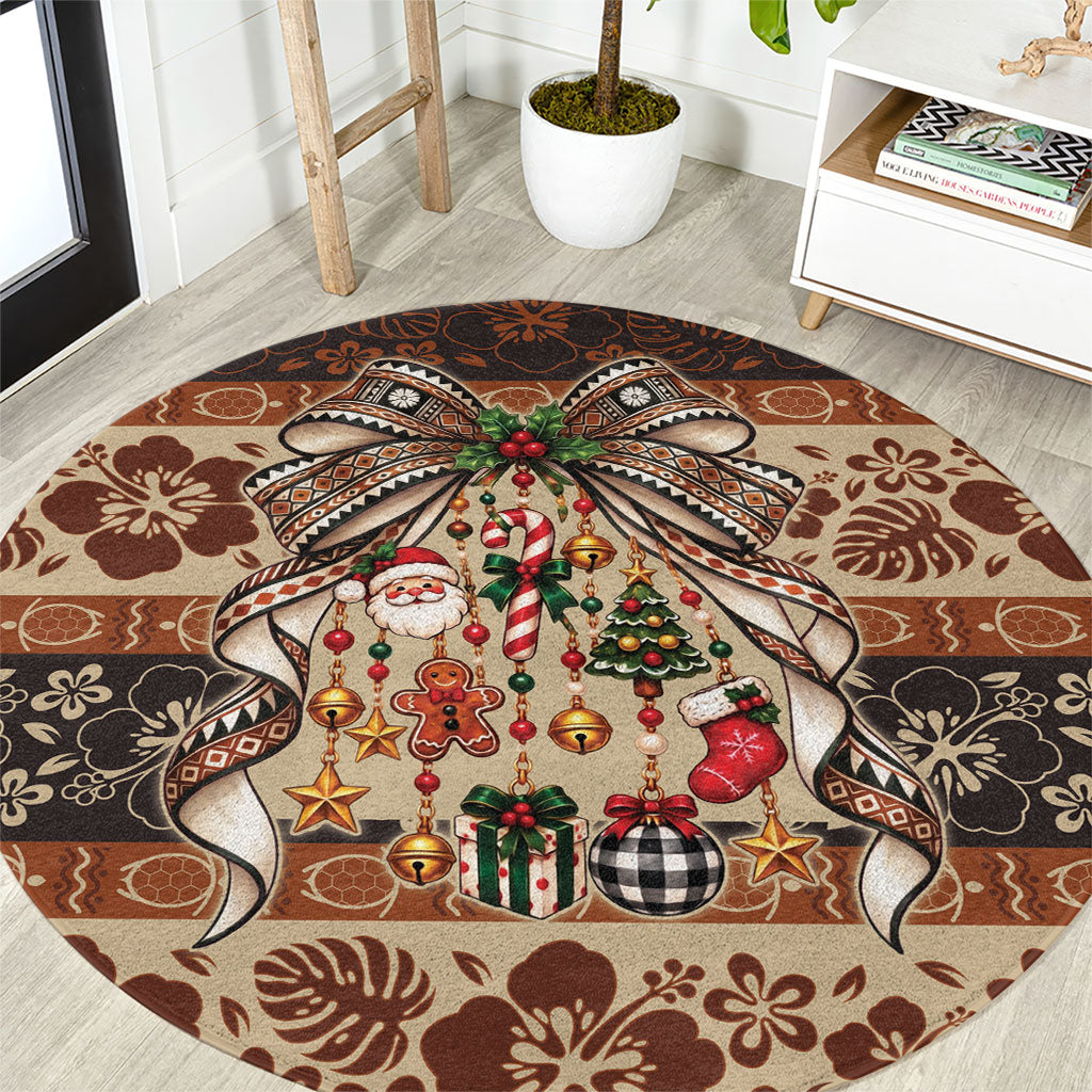 Fiji Masi Christmas Bow Round Carpet Marau na Kerisimasi