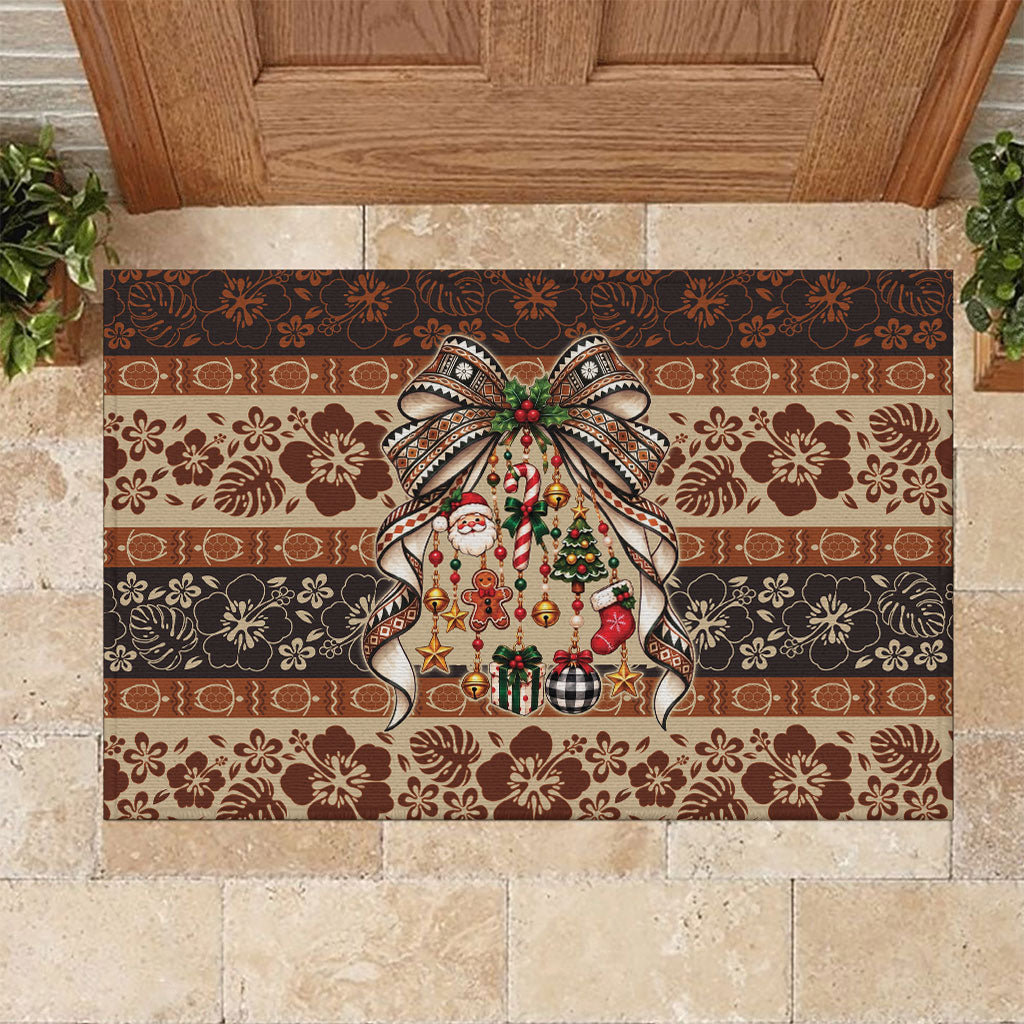 Fiji Masi Christmas Bow Rubber Doormat Marau na Kerisimasi