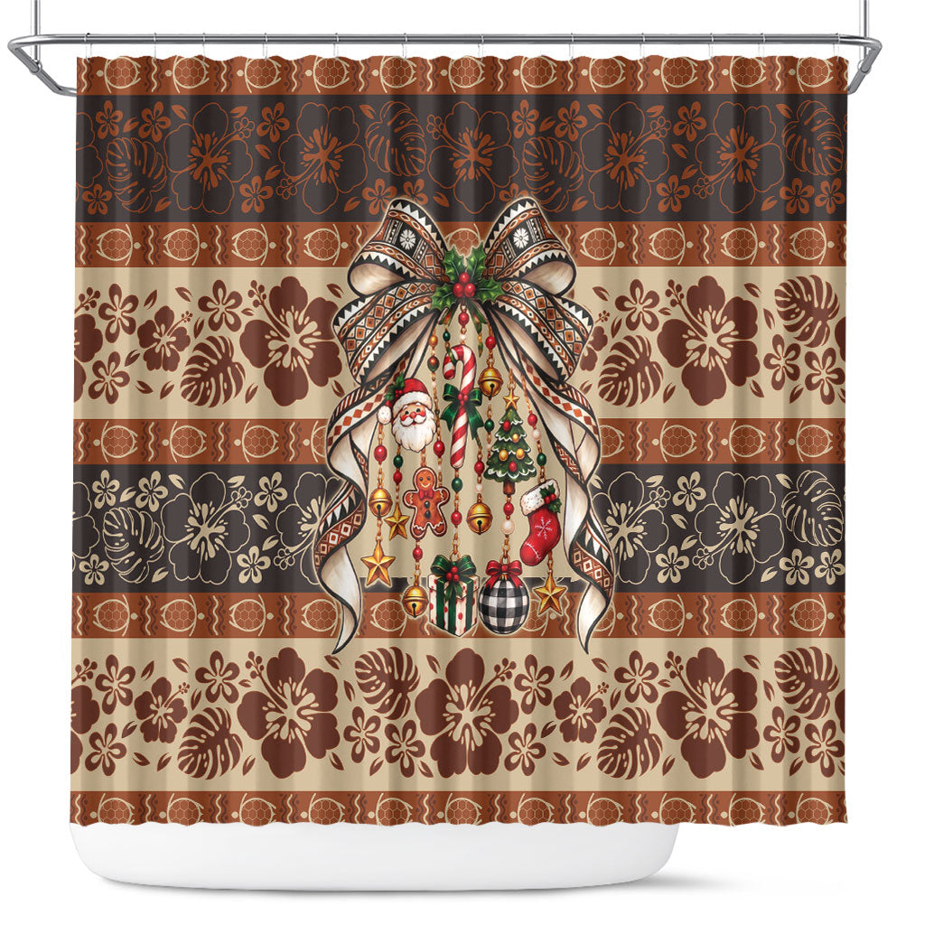 Fiji Masi Christmas Bow Shower Curtain Marau na Kerisimasi