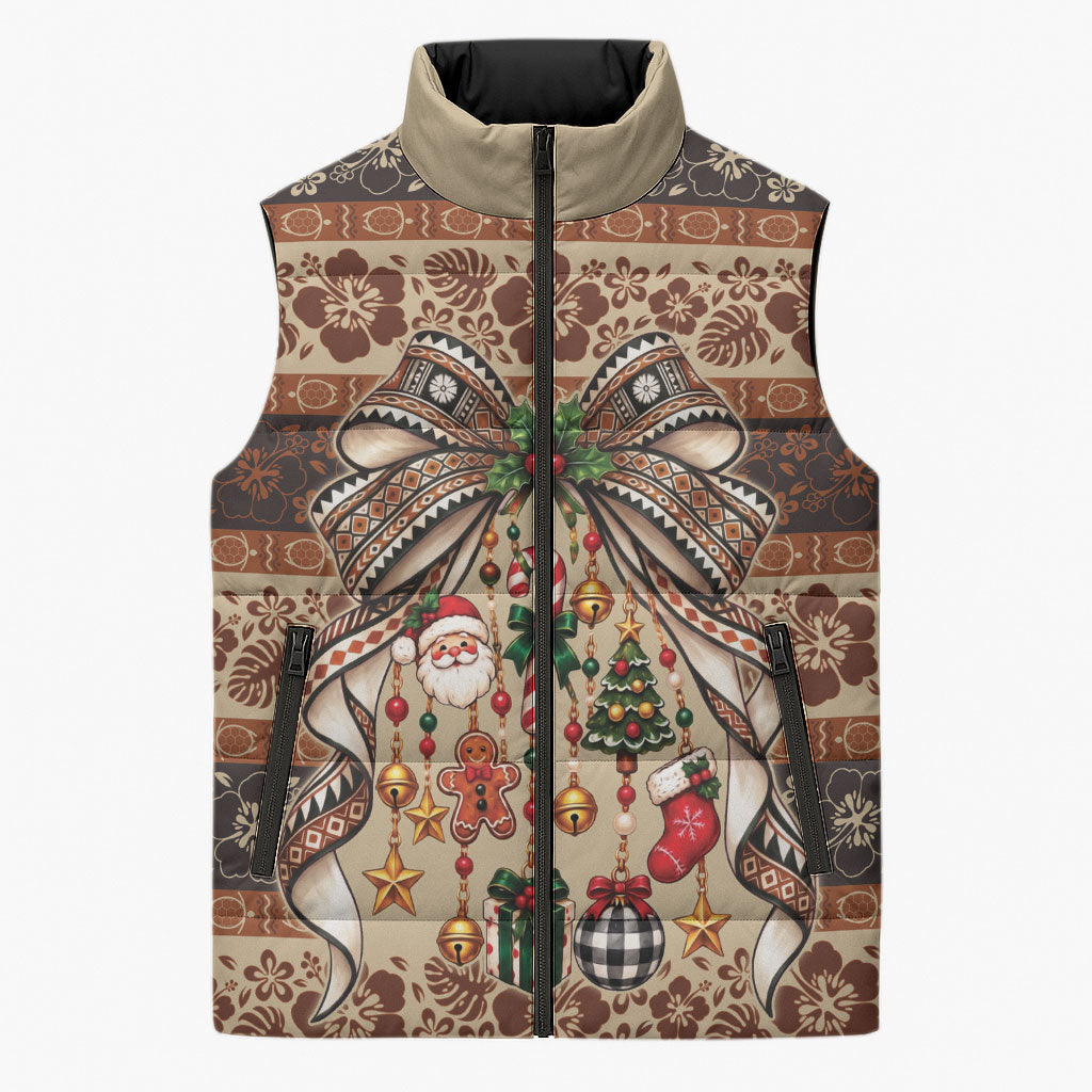 Fiji Masi Christmas Bow Sleeveless Puffer Jacket Marau na Kerisimasi