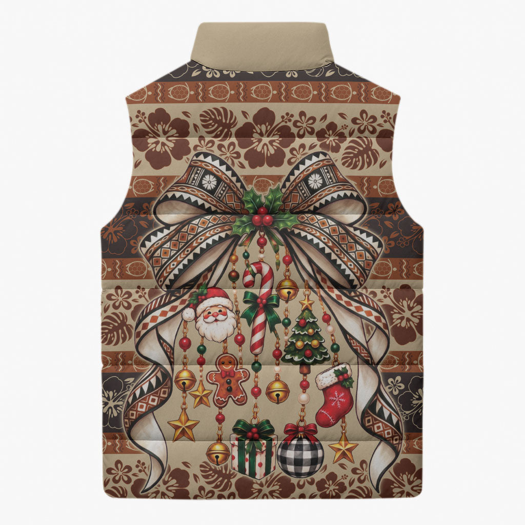 Fiji Masi Christmas Bow Sleeveless Puffer Jacket Marau na Kerisimasi