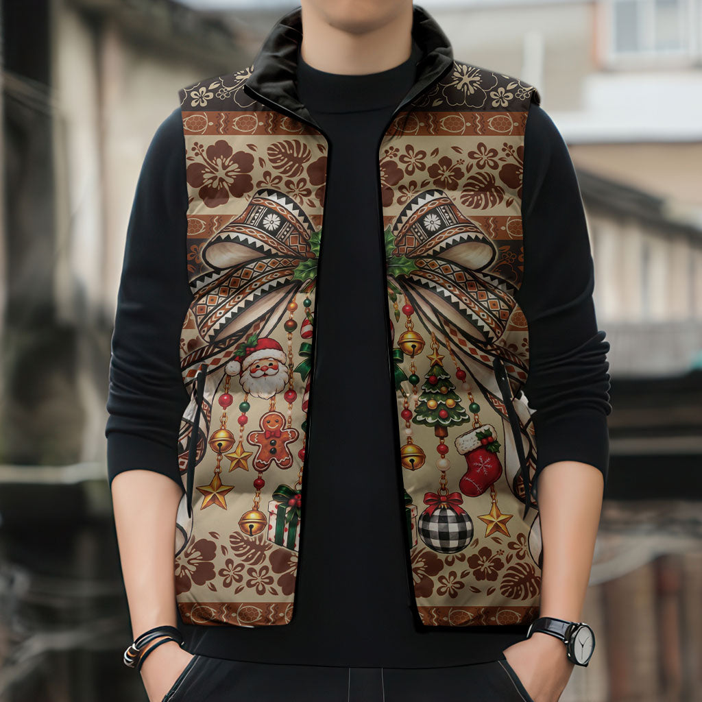 Fiji Masi Christmas Bow Sleeveless Puffer Jacket Marau na Kerisimasi