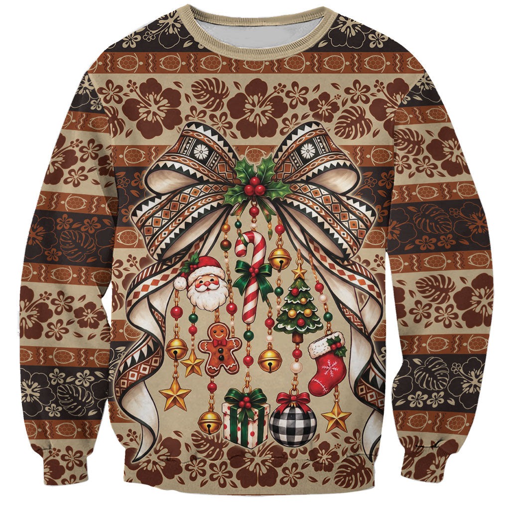 Fiji Masi Christmas Bow Sweatshirt Marau na Kerisimasi LT9 Unisex Red - Polynesian Pride