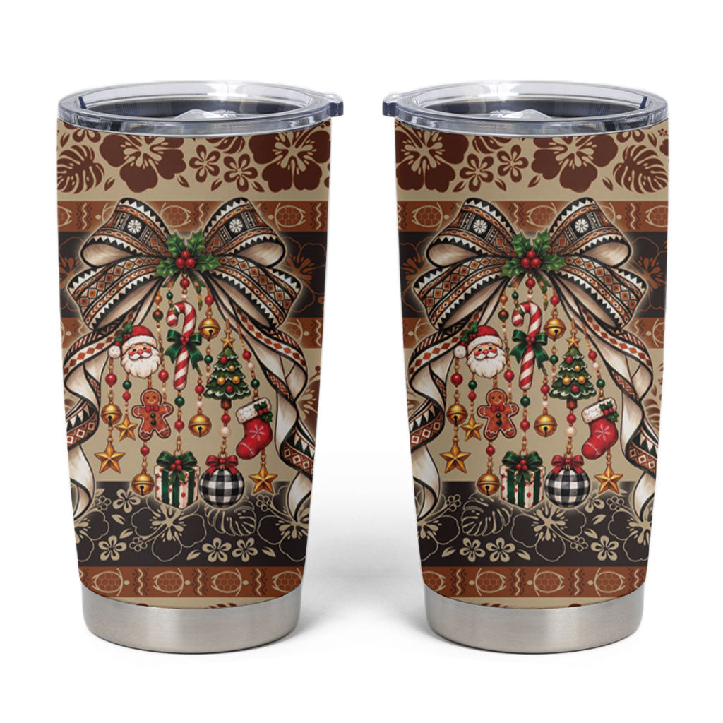 Fiji Masi Christmas Bow Tumbler Cup Marau na Kerisimasi