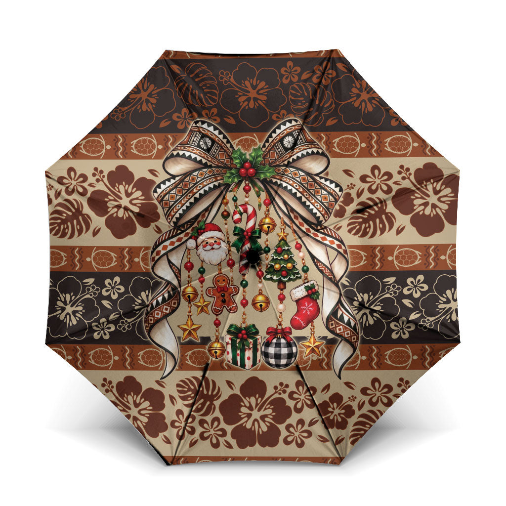 Fiji Masi Christmas Bow Umbrella Marau na Kerisimasi LT9 One Size Folded 11.42 inch Opened Diameter 37.4 inch Red - Polynesian Pride