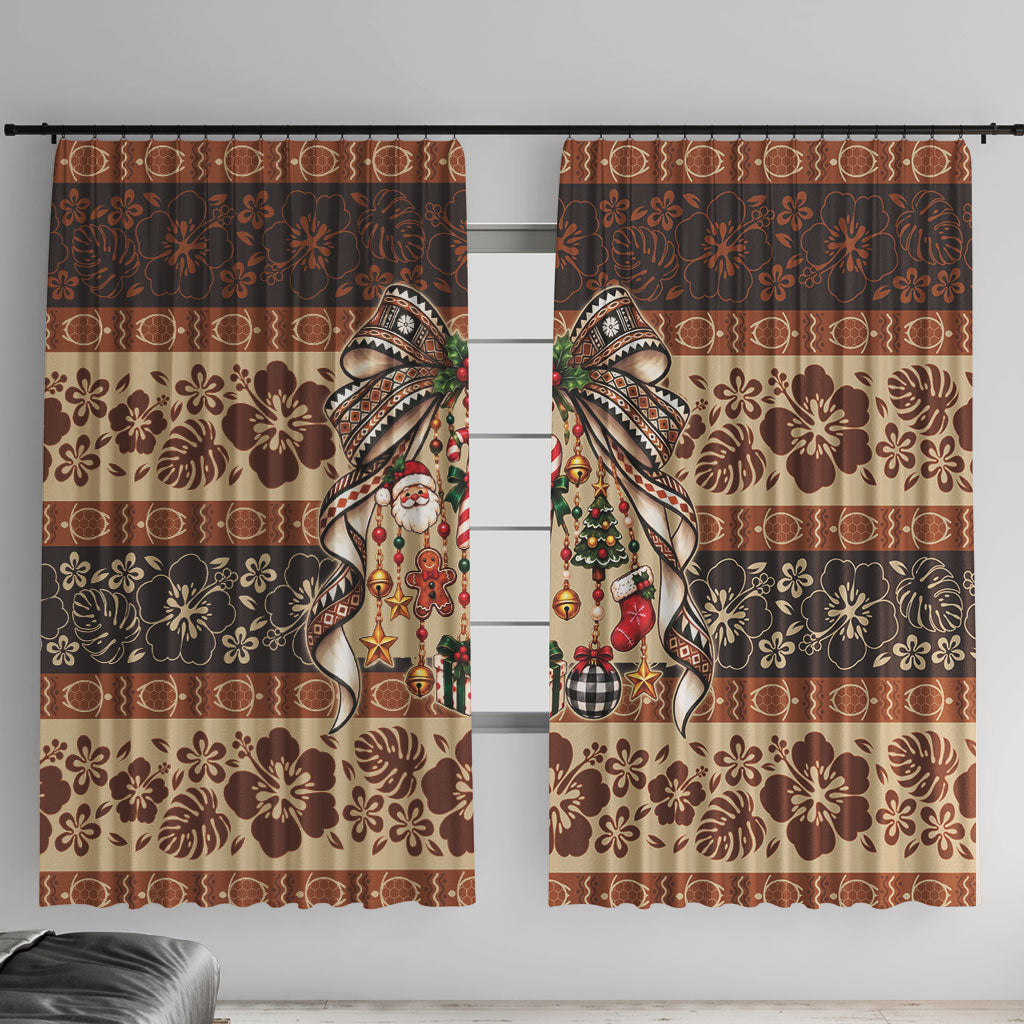 Fiji Masi Christmas Bow Window Curtain Marau na Kerisimasi LT9 With Hooks Red - Polynesian Pride