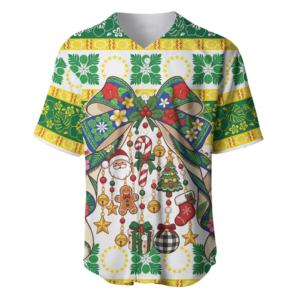 Cook Islands Tīvaevae Christmas Bow Baseball Jersey Mere Kiritimiti