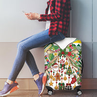 Cook Islands Tīvaevae Christmas Bow Luggage Cover Gold Green Kuki Tribal Pattern LT9 - Polynesian Pride