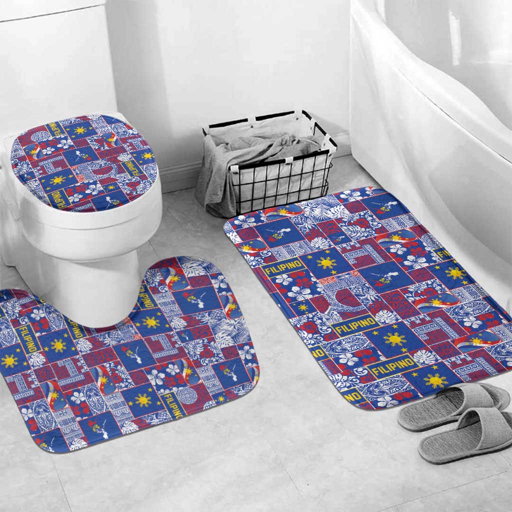 Filipino Maligayang Pasko Bathroom Set Pacific Patchwork Xmas Vibes LT9 Mat Set Only (3 pcs) One Size Blue - Polynesian Pride