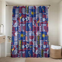 Filipino Maligayang Pasko Bathroom Set Pacific Patchwork Xmas Vibes LT9 Shower Curtain Only Blue - Polynesian Pride