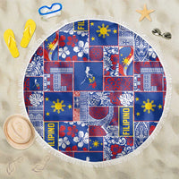 Filipino Maligayang Pasko Beach Blanket Pacific Patchwork Xmas Vibes LT9 One Size 150cm Blue - Polynesian Pride