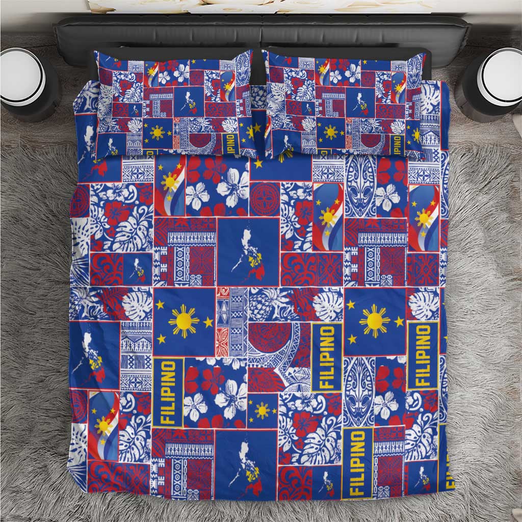 Filipino Maligayang Pasko Bedding Set Pacific Patchwork Xmas Vibes LT9 Blue - Polynesian Pride