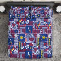 Filipino Maligayang Pasko Bedding Set Pacific Patchwork Xmas Vibes LT9 Blue - Polynesian Pride