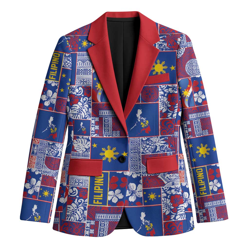 Filipino Maligayang Pasko Blazer Pacific Patchwork Xmas Vibes LT9 Unisex Blue - Polynesian Pride