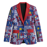 Filipino Maligayang Pasko Blazer Pacific Patchwork Xmas Vibes LT9 Unisex Blue - Polynesian Pride