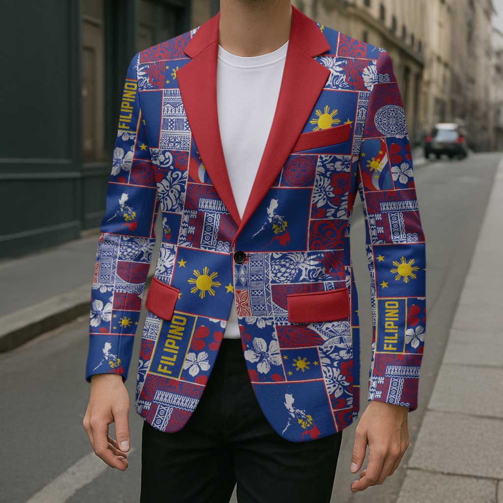 Filipino Maligayang Pasko Blazer Pacific Patchwork Xmas Vibes LT9 - Polynesian Pride