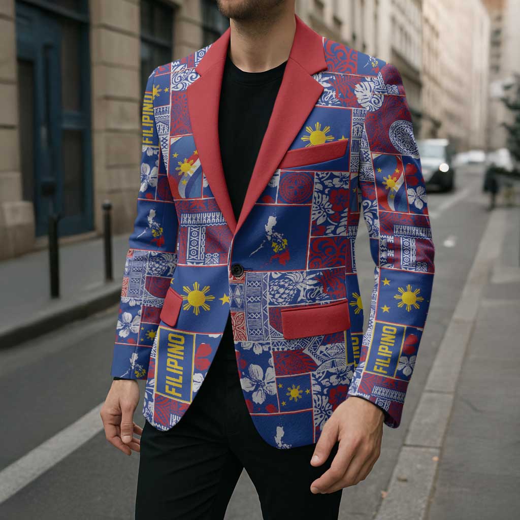 Filipino Maligayang Pasko Blazer Pacific Patchwork Xmas Vibes LT9 - Polynesian Pride