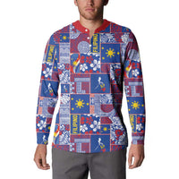 Filipino Maligayang Pasko Button Sweatshirt Pacific Patchwork Xmas Vibes LT9 - Polynesian Pride