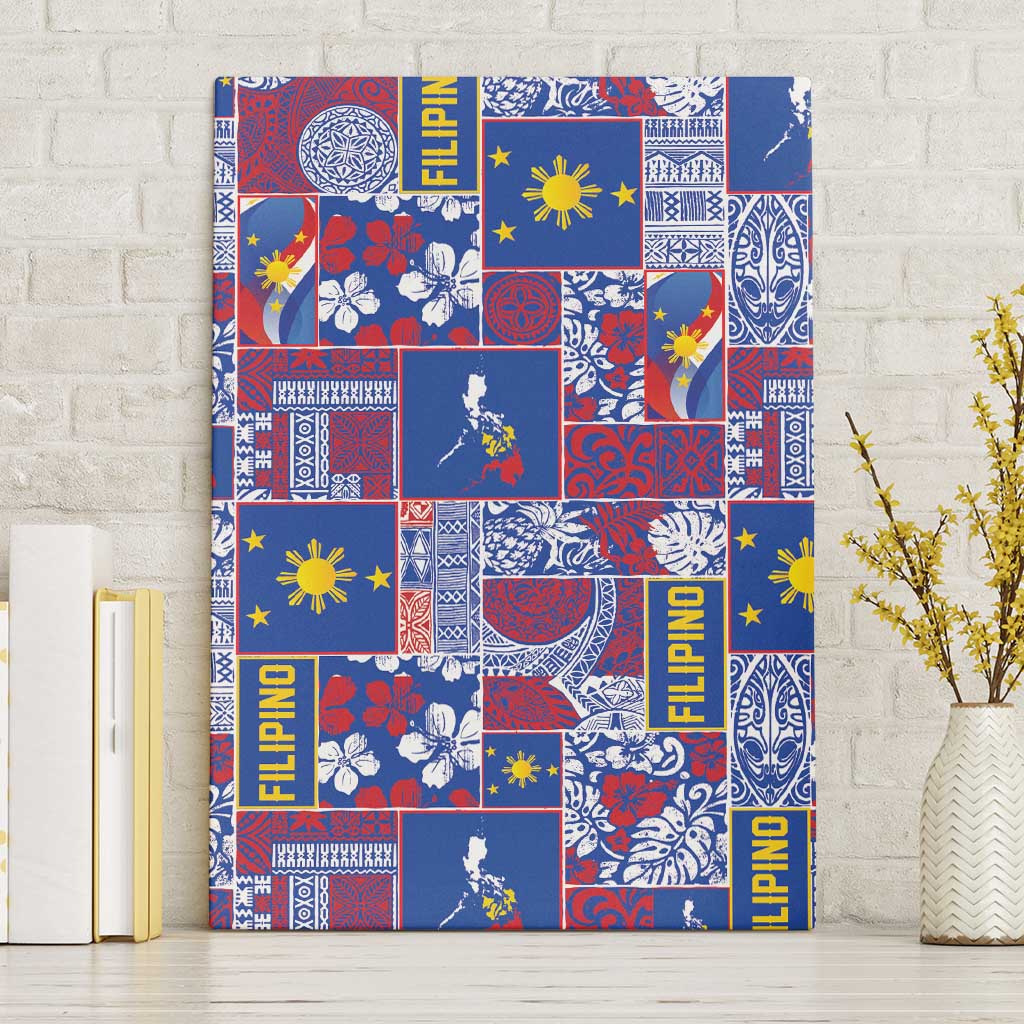 Filipino Maligayang Pasko Canvas Wall Art Pacific Patchwork Xmas Vibes LT9 Without Frame Blue - Polynesian Pride