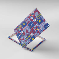 Filipino Maligayang Pasko Canvas Wall Art Pacific Patchwork Xmas Vibes LT9 With Frame Blue - Polynesian Pride