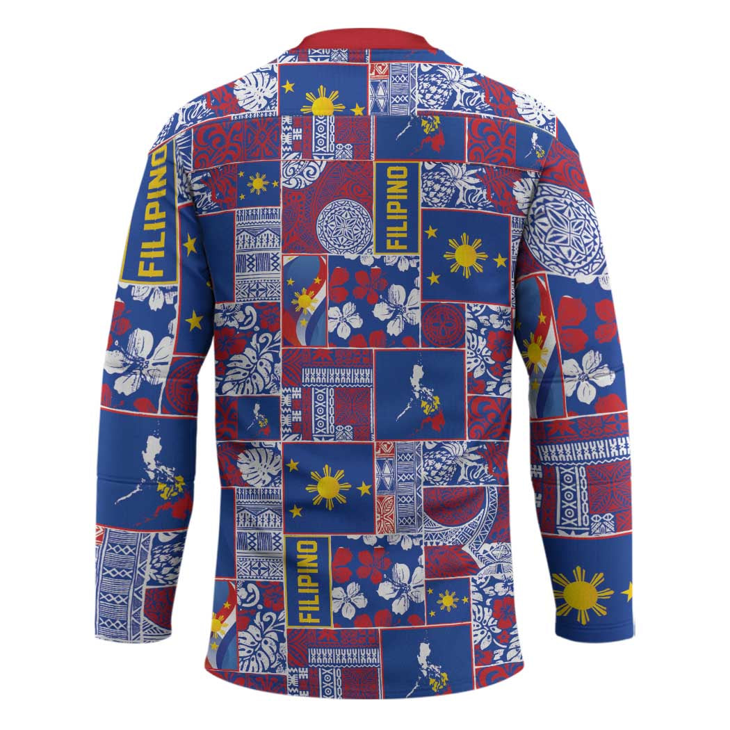 Filipino Maligayang Pasko Hockey Jersey Pacific Patchwork Xmas Vibes LT9 - Polynesian Pride