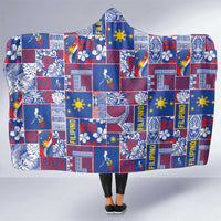 Filipino Maligayang Pasko Hooded Blanket Pacific Patchwork Xmas Vibes LT9 One Size Blue - Polynesian Pride