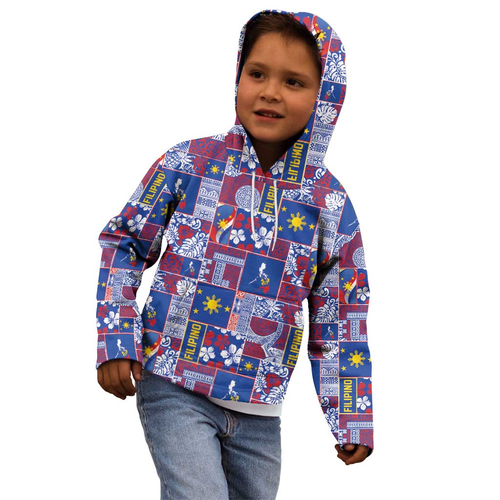 Filipino Maligayang Pasko Kid Hoodie Pacific Patchwork Xmas Vibes LT9 - Polynesian Pride