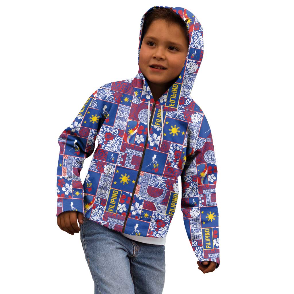 Filipino Maligayang Pasko Kid Hoodie Pacific Patchwork Xmas Vibes LT9 - Polynesian Pride