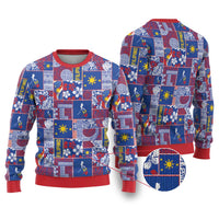 Filipino Maligayang Pasko Ugly Christmas Sweater Pacific Patchwork Xmas Vibes LT9 Blue - Polynesian Pride