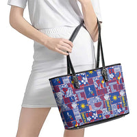 Filipino Maligayang Pasko Leather Tote Bag Pacific Patchwork Xmas Vibes LT9 - Polynesian Pride