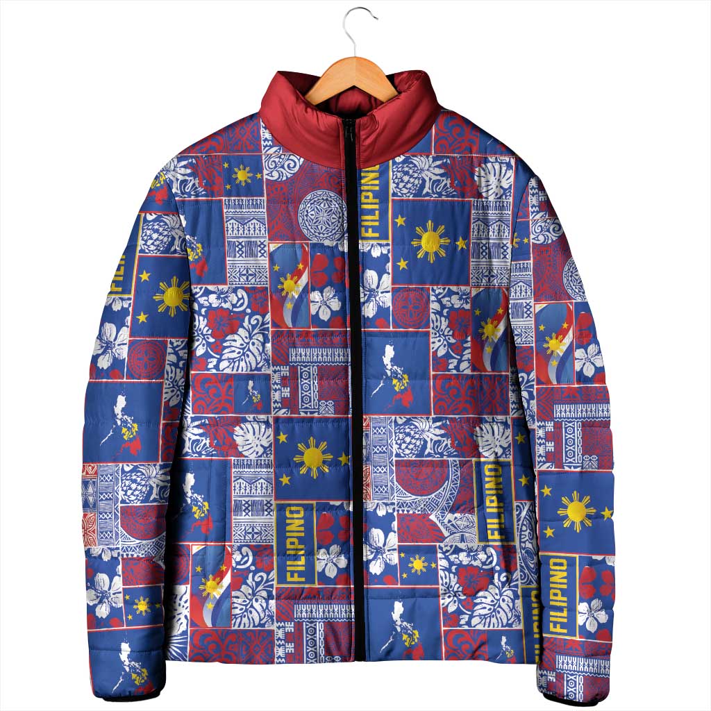 Filipino Maligayang Pasko Padded Jacket Pacific Patchwork Xmas Vibes LT9 - Polynesian Pride