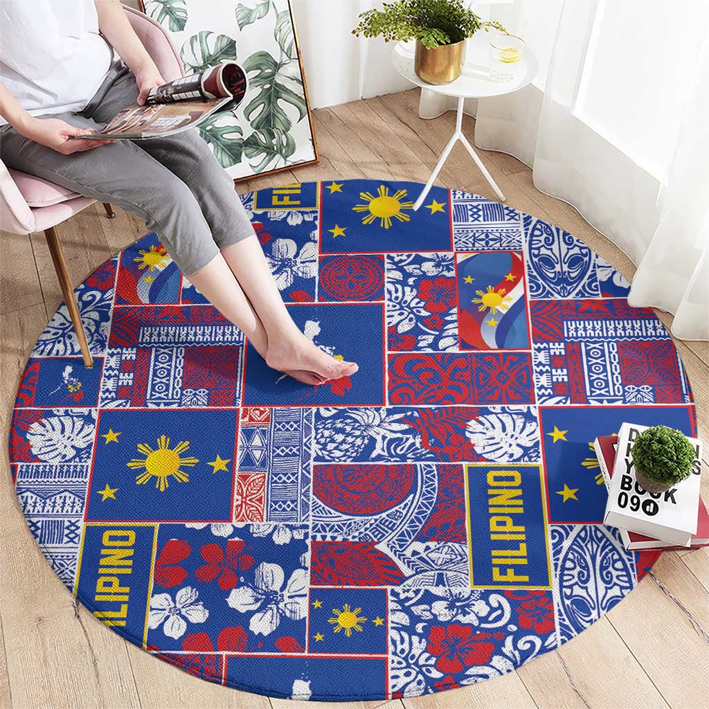 Filipino Maligayang Pasko Round Carpet Pacific Patchwork Xmas Vibes LT9 - Polynesian Pride