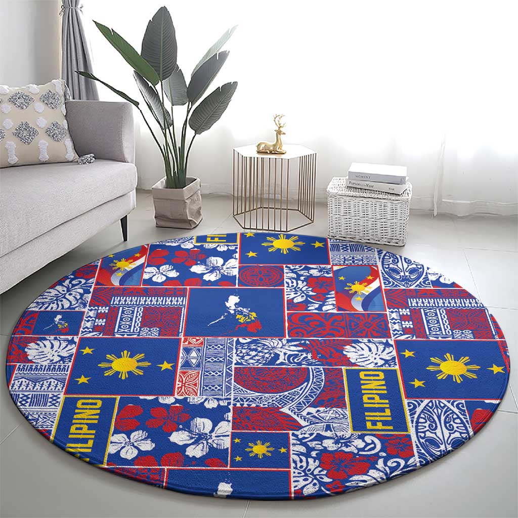 Filipino Maligayang Pasko Round Carpet Pacific Patchwork Xmas Vibes LT9 - Polynesian Pride