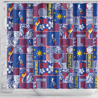 Filipino Maligayang Pasko Shower Curtain Pacific Patchwork Xmas Vibes LT9 - Polynesian Pride