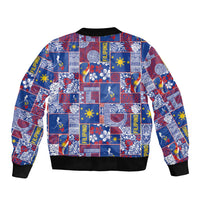Filipino Maligayang Pasko Sleeve Zip Bomber Jacket Pacific Patchwork Xmas Vibes LT9 - Polynesian Pride