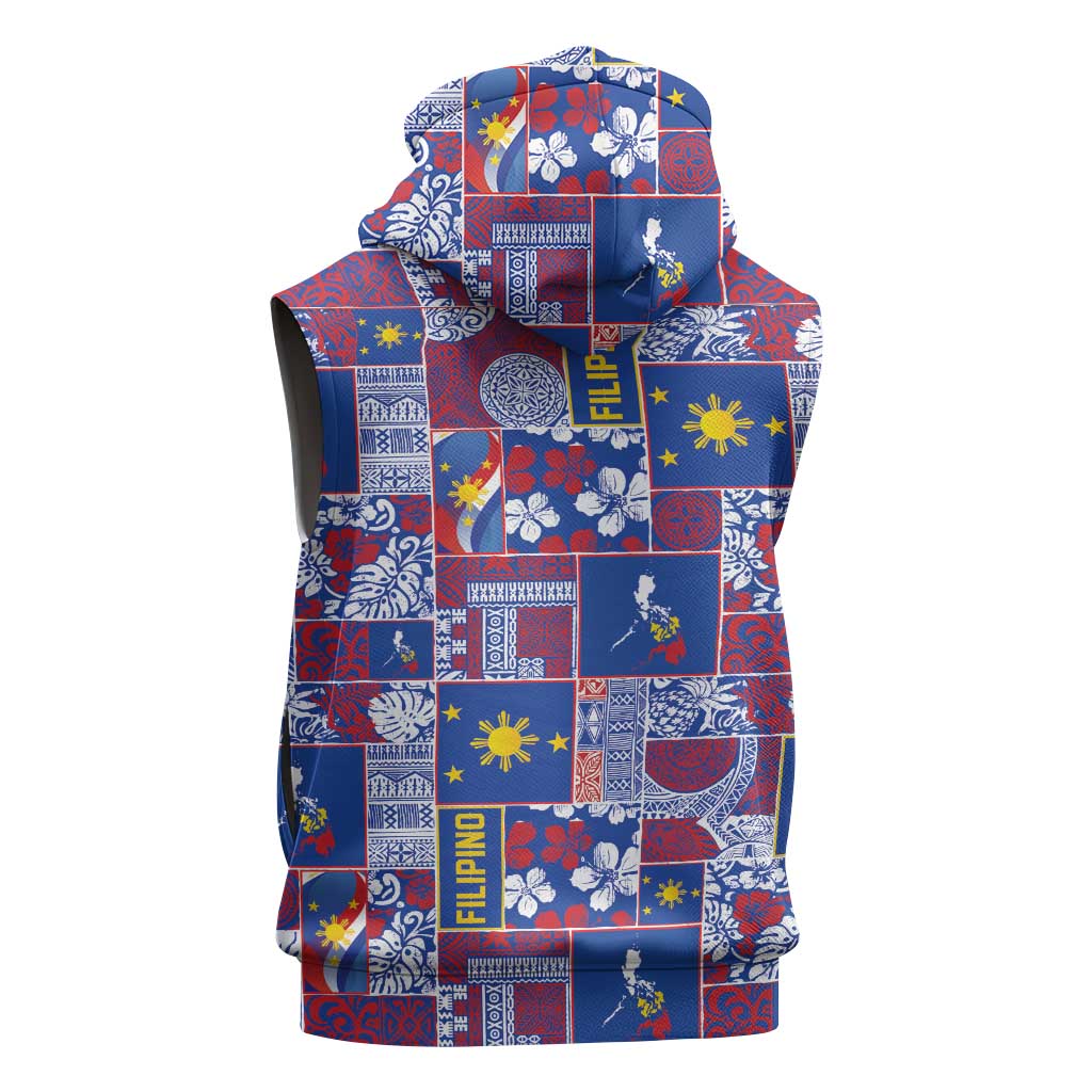 Filipino Maligayang Pasko Sleeveless Hoodie Pacific Patchwork Xmas Vibes LT9 - Polynesian Pride