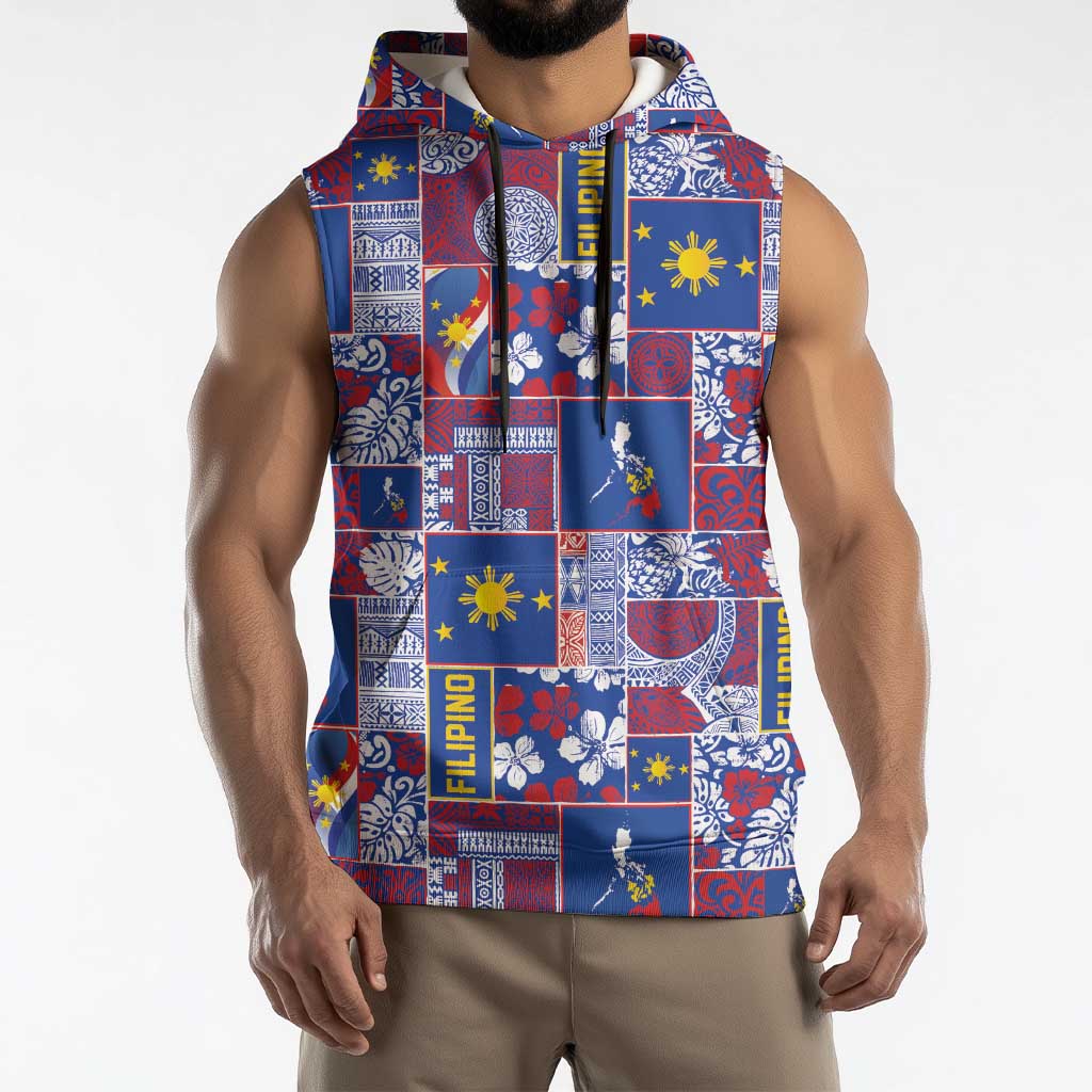Filipino Maligayang Pasko Sleeveless Hoodie Pacific Patchwork Xmas Vibes LT9 - Polynesian Pride