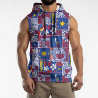 Filipino Maligayang Pasko Sleeveless Hoodie Pacific Patchwork Xmas Vibes LT9 - Polynesian Pride