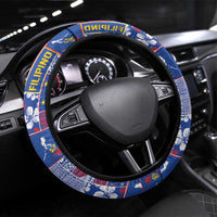 Filipino Maligayang Pasko Steering Wheel Cover Pacific Patchwork Xmas Vibes LT9 Universal Fit Blue - Polynesian Pride