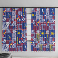 Filipino Maligayang Pasko Window Curtain Pacific Patchwork Xmas Vibes LT9 With Hooks Blue - Polynesian Pride