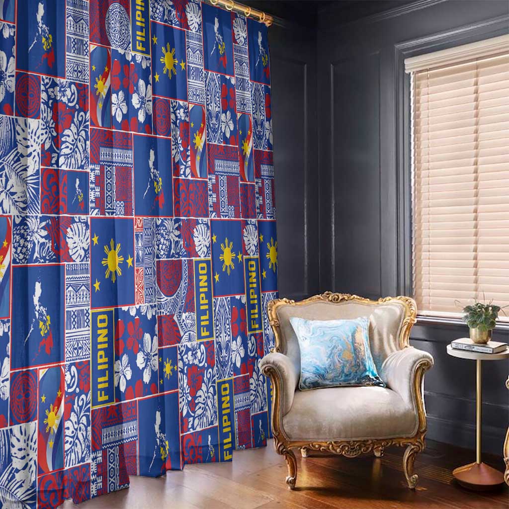 Filipino Maligayang Pasko Window Curtain Pacific Patchwork Xmas Vibes LT9 - Polynesian Pride