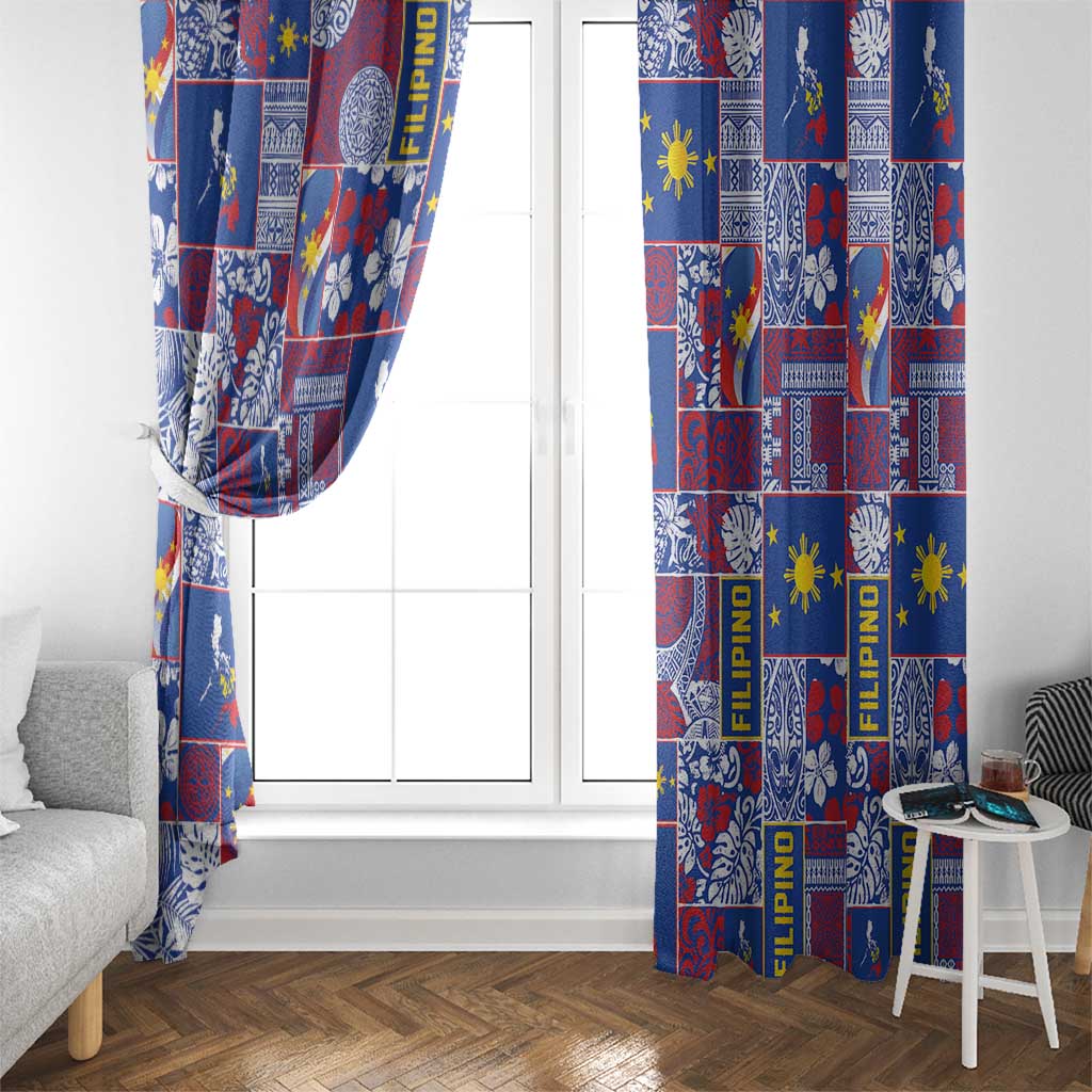 Filipino Maligayang Pasko Window Curtain Pacific Patchwork Xmas Vibes LT9 - Polynesian Pride