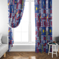 Filipino Maligayang Pasko Window Curtain Pacific Patchwork Xmas Vibes LT9 - Polynesian Pride