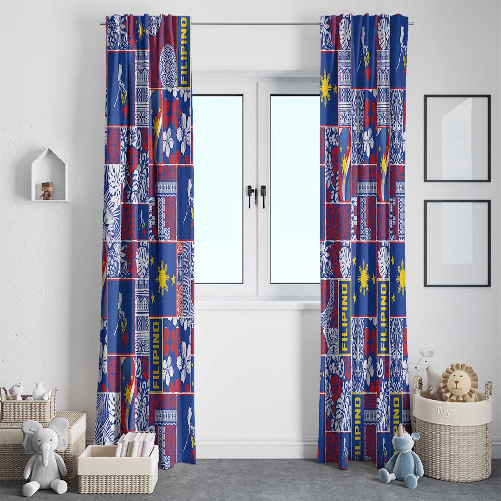 Filipino Maligayang Pasko Window Curtain Pacific Patchwork Xmas Vibes LT9 - Polynesian Pride