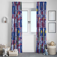 Filipino Maligayang Pasko Window Curtain Pacific Patchwork Xmas Vibes LT9 - Polynesian Pride