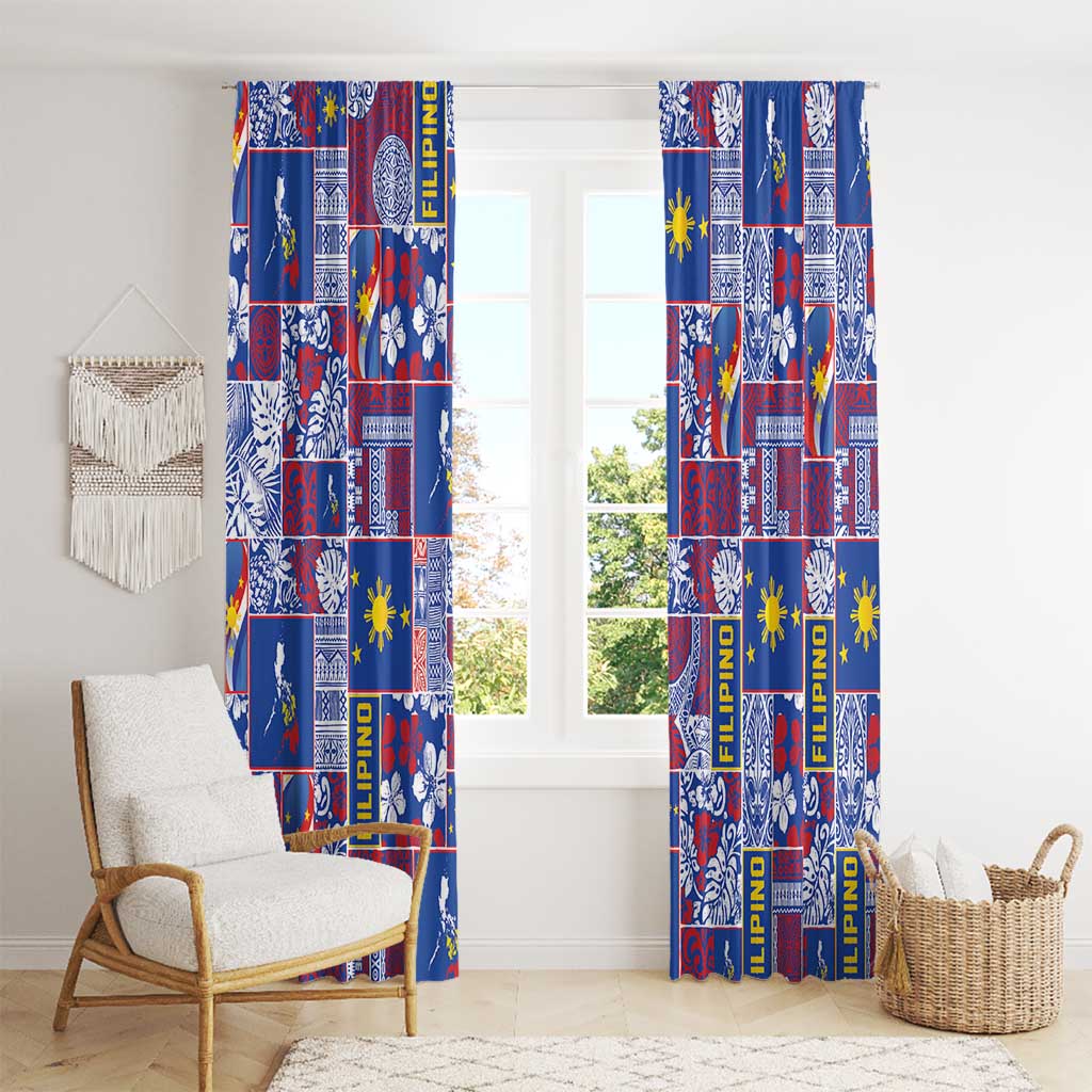 Filipino Maligayang Pasko Window Curtain Pacific Patchwork Xmas Vibes LT9 - Polynesian Pride