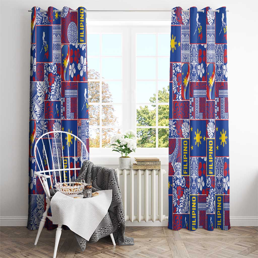 Filipino Maligayang Pasko Window Curtain Pacific Patchwork Xmas Vibes LT9 - Polynesian Pride